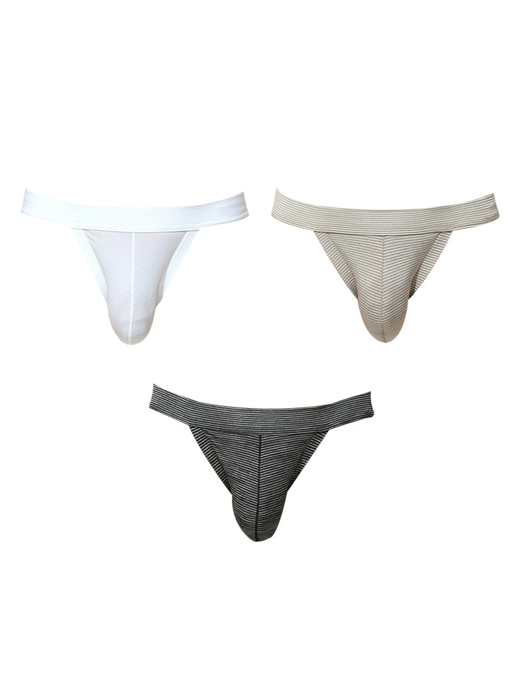 3 Pack Men's Breathable Mesh Odor-Resistant Solid Color Sexy Briefs | dmunderwear variant image