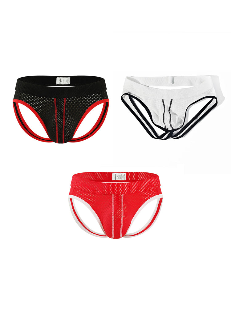 3 Pack Men's Breathable Mesh Sexy Moisture-Wicking 3D Cutting Jockstrap | dmunderwear variant image