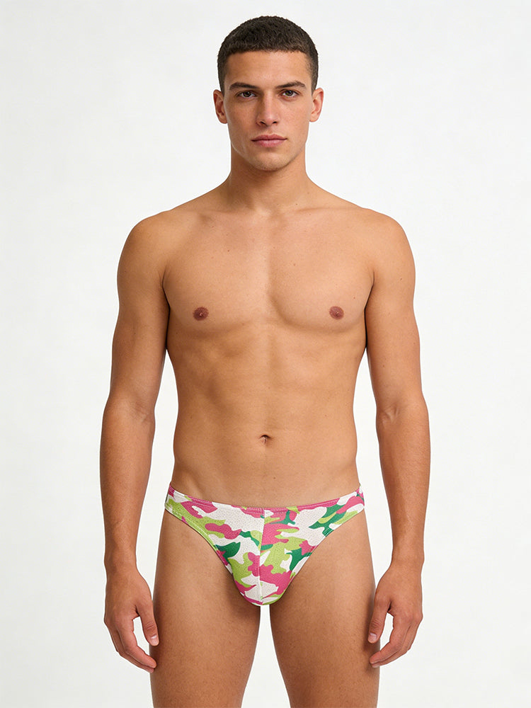 3 Pack Men's Camouflage Print Low-Rise & Sexy Mesh Breathable Briefs | dmunderwear detail image 1