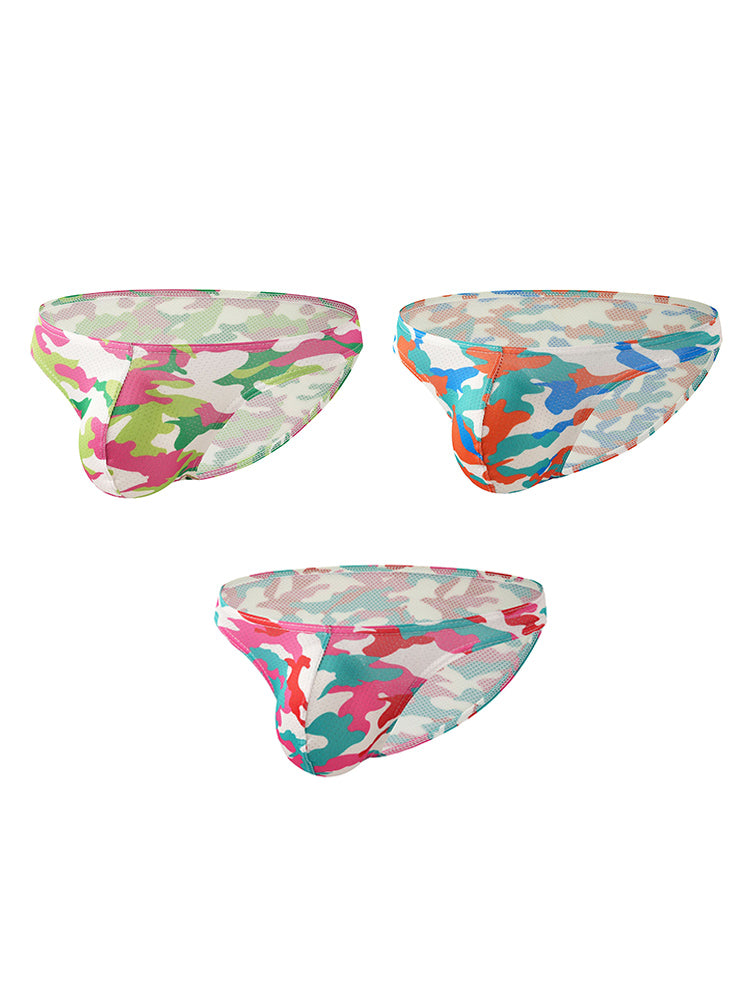 3 Pack Men's Camouflage Print Low-Rise & Sexy Mesh Breathable Briefs | dmunderwear variant image