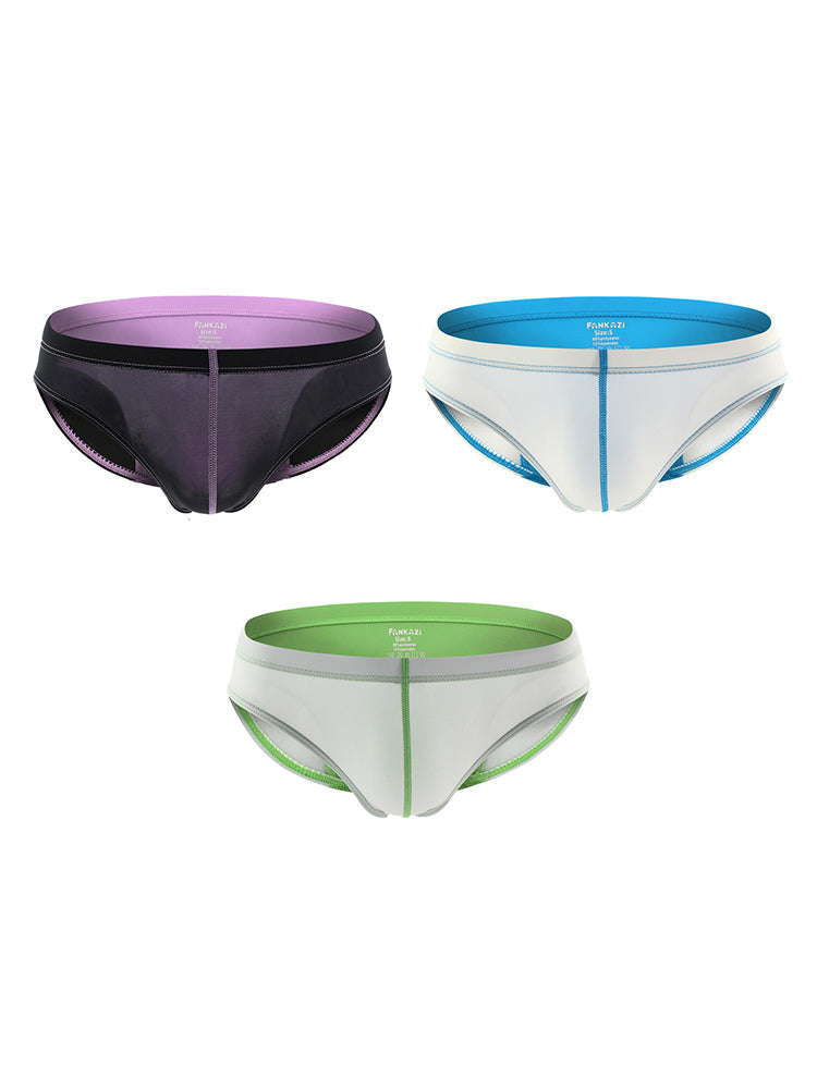 3 Pack Men's Color Block Low-Rise U-Pouch High-Stretch & Comfortable Briefs | dmunderwear variant image