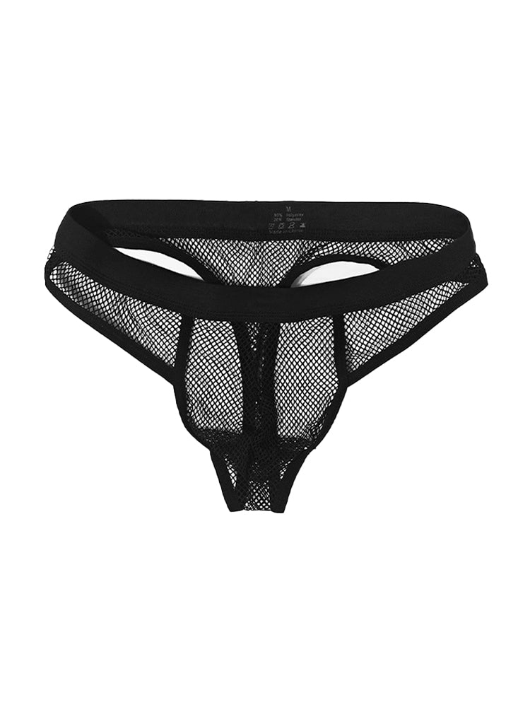 3 Pack Men's Comfort Mesh Cooling Sheer Sexy Stretch Fabric Thongs | dmunderwear detail image 1