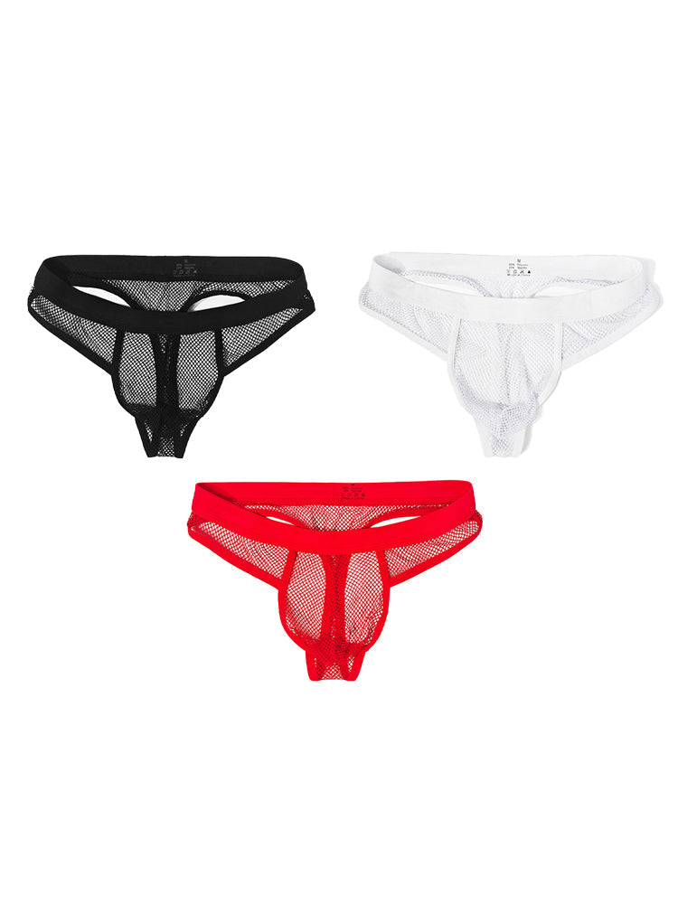 3 Pack Men's Comfort Mesh Cooling Sheer Sexy Stretch Fabric Thongs | dmunderwear variant image