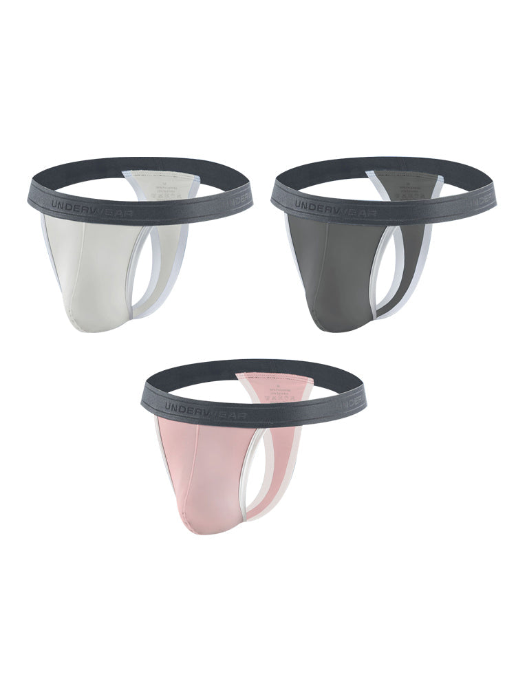 3 Pack Men's Contoured Pouch Ice Silk Thong | dmunderwear variant image