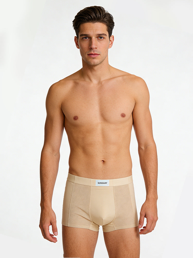 3 Pack Men's Cooling Satin-Mesh Seamless Ice Silk Antibacterial Trunks | dmunderwear detail image 1
