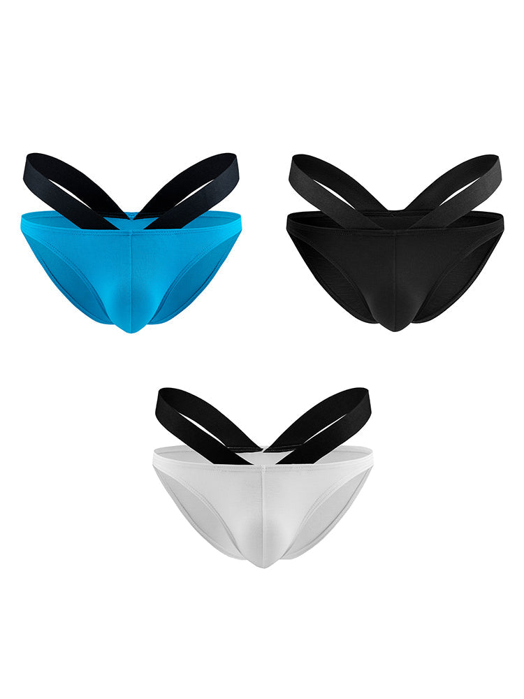 3-pack Men's Double-layer Pouch V-neck Double-waist Bikini | dmunderwear variant image