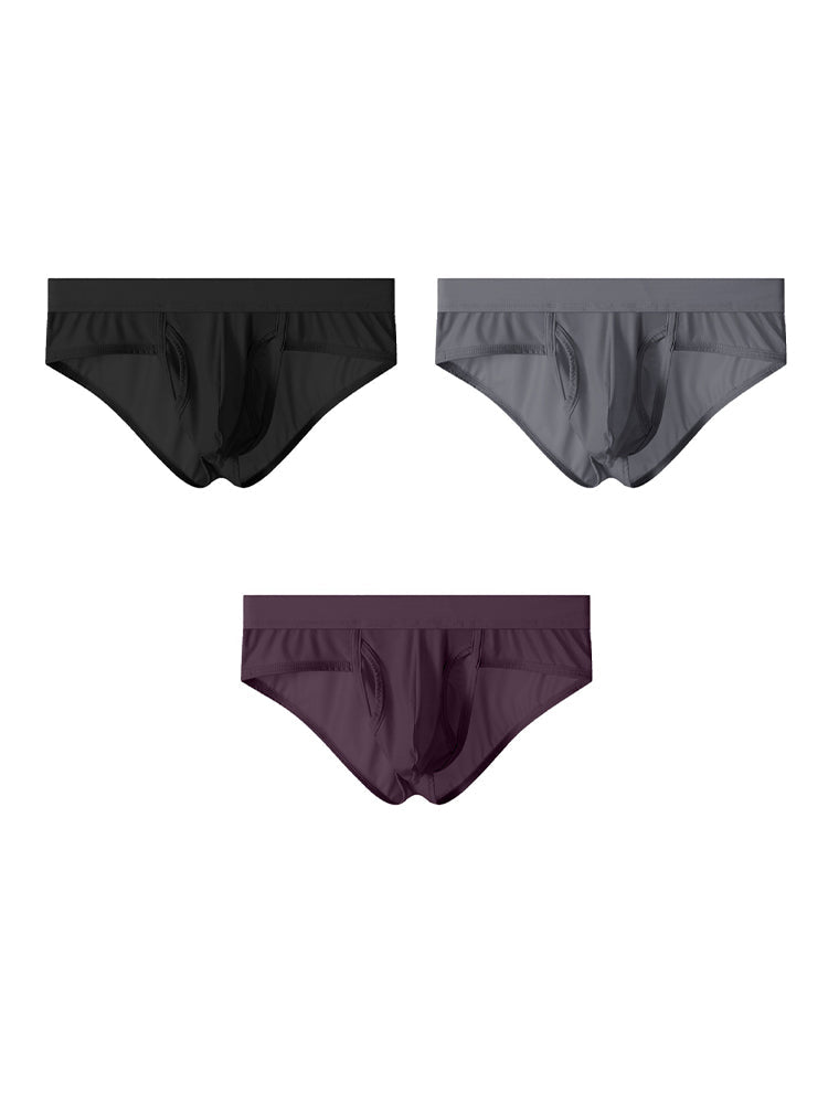 3 Pack Men's Fly Opening Supportive Pouch Stretch Premium Briefs | dmunderwear variant image