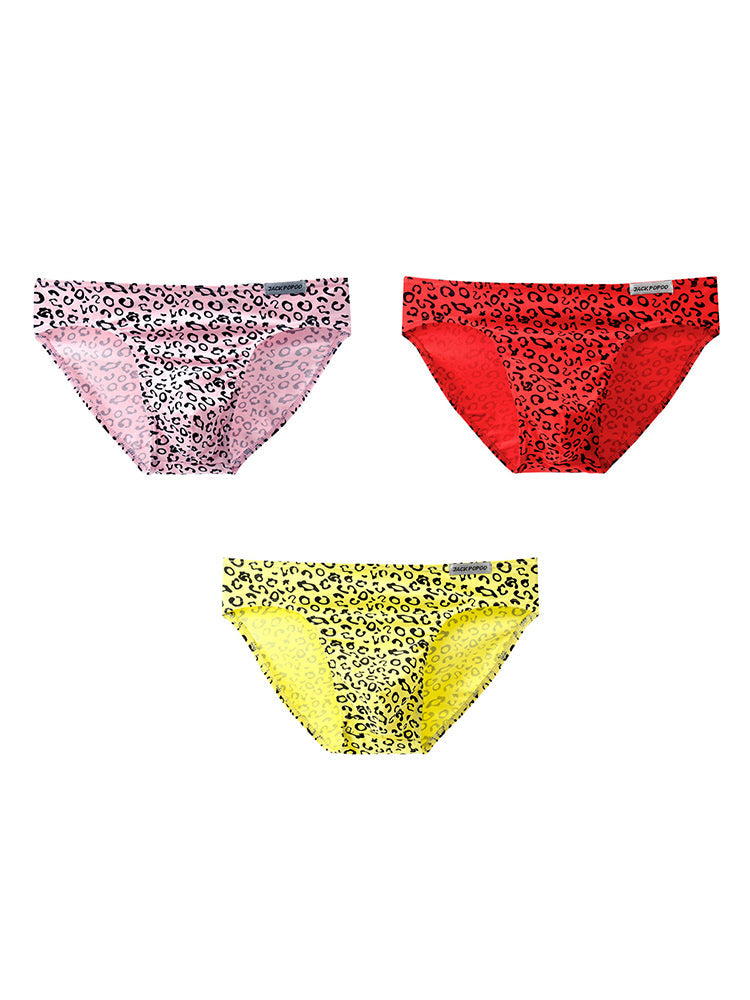 3 Pack Men's High Stretch Leopard Style Sexy Low-Rise Briefs | dmunderwear variant image