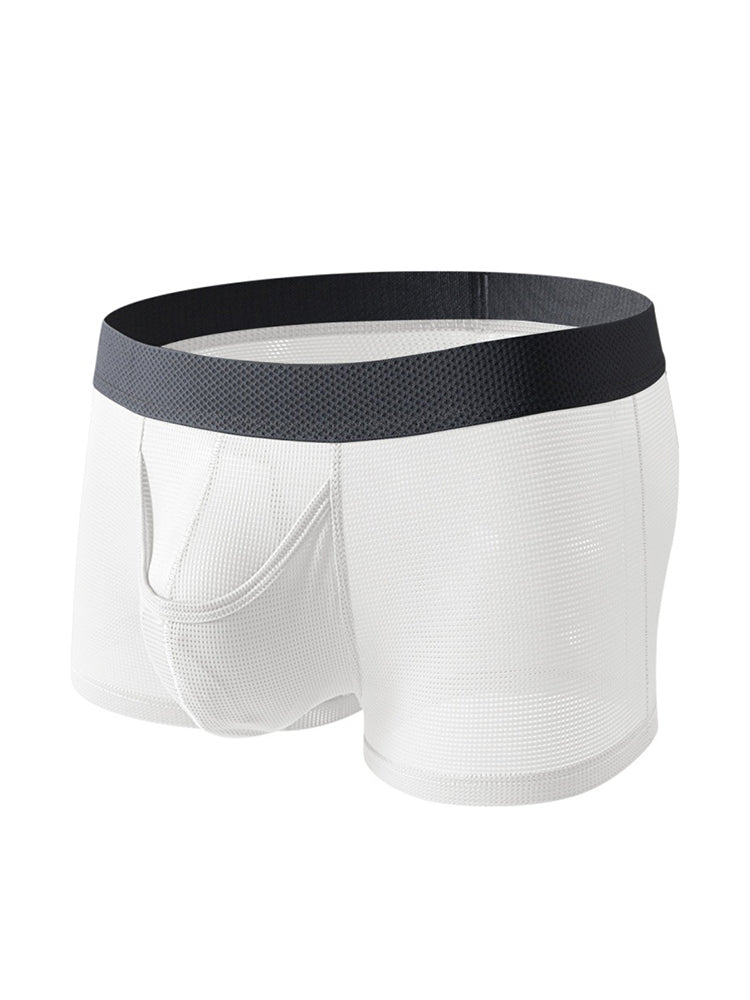 3 Pack Men's Ice Silk Front Split Pouch Breathable Mesh Cooling Comfort Trunks | dmunderwear detail image 13