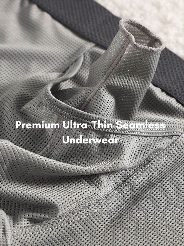 3 Pack Men's Ice Silk Front Split Pouch Breathable Mesh Cooling Comfort Trunks | dmunderwear detail image 5