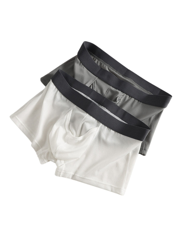 3 Pack Men's Ice Silk Front Split Pouch Breathable Mesh Cooling Comfort Trunks | dmunderwear detail image 8