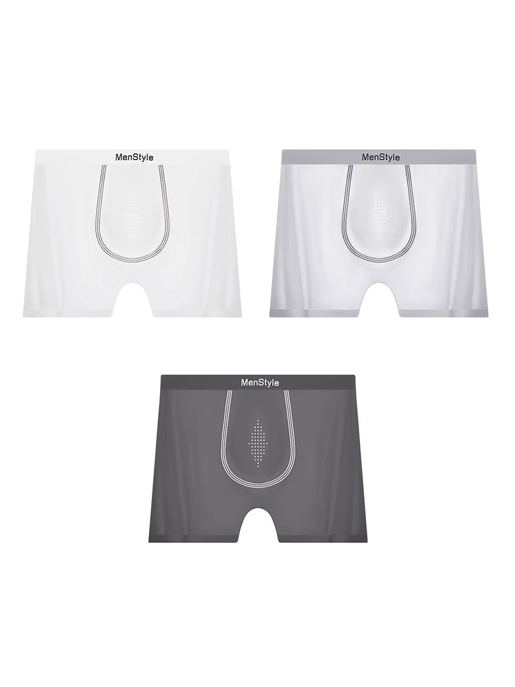 3 Pack Men's Ice Silk Full-Coverage Antibacterial Mid-Rise Boxer Briefs | dmunderwear variant image