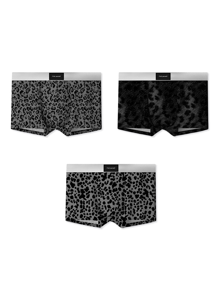 3 Pack Men's Ice Silk Leopard Print Trunks | dmunderwear variant image