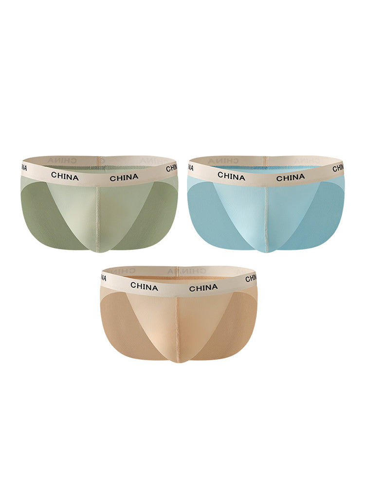 3 Pack Men's Ice Silk Lightweight & Transparent Skin-Feel Solid Color Briefs | dmunderwear variant image