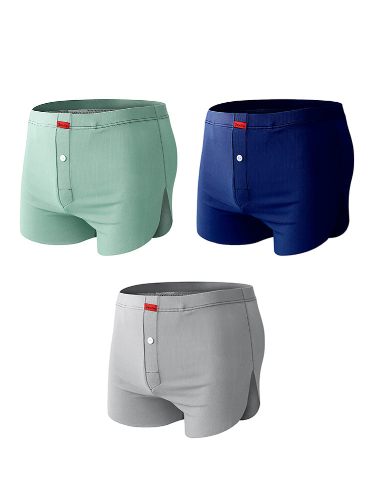 3 Pack Men's Ice Silk Loose-Fit Wide Comfy Waistband Soft Boxer Shorts | dmunderwear variant image