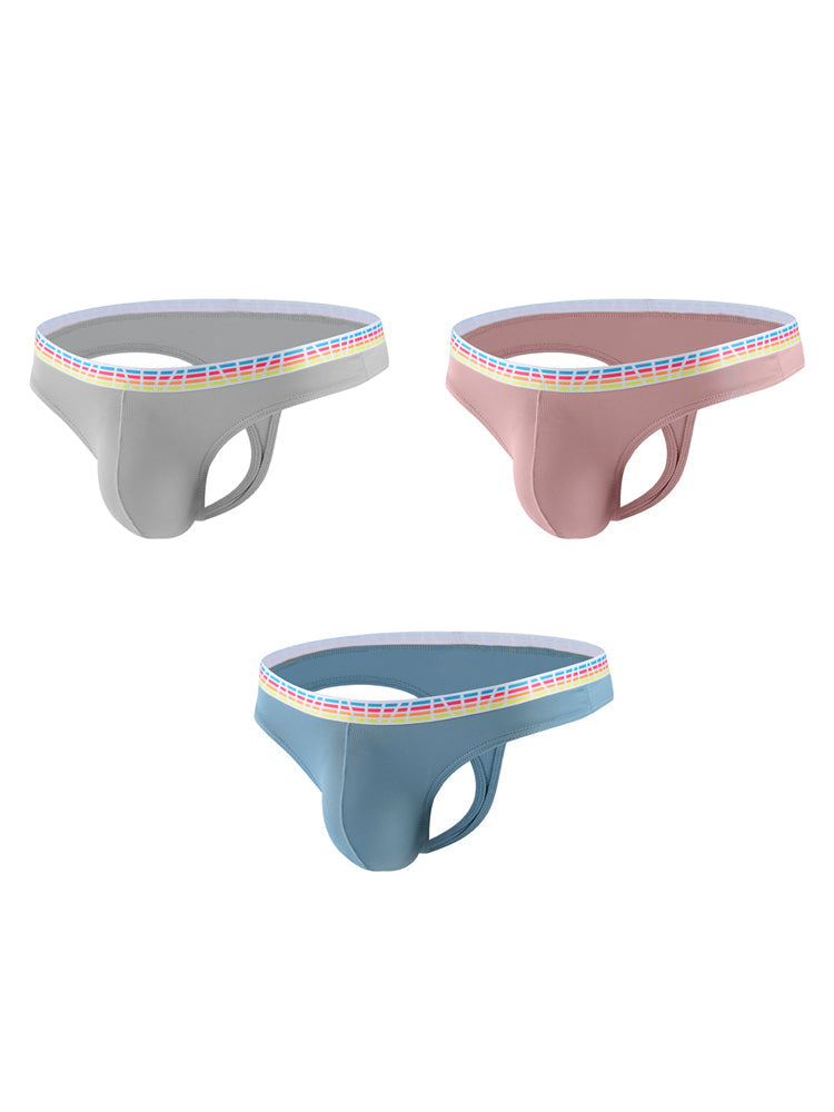 3 Pack Men's Ice Silk Middle-Rise Summer Thongs | dmunderwear variant image