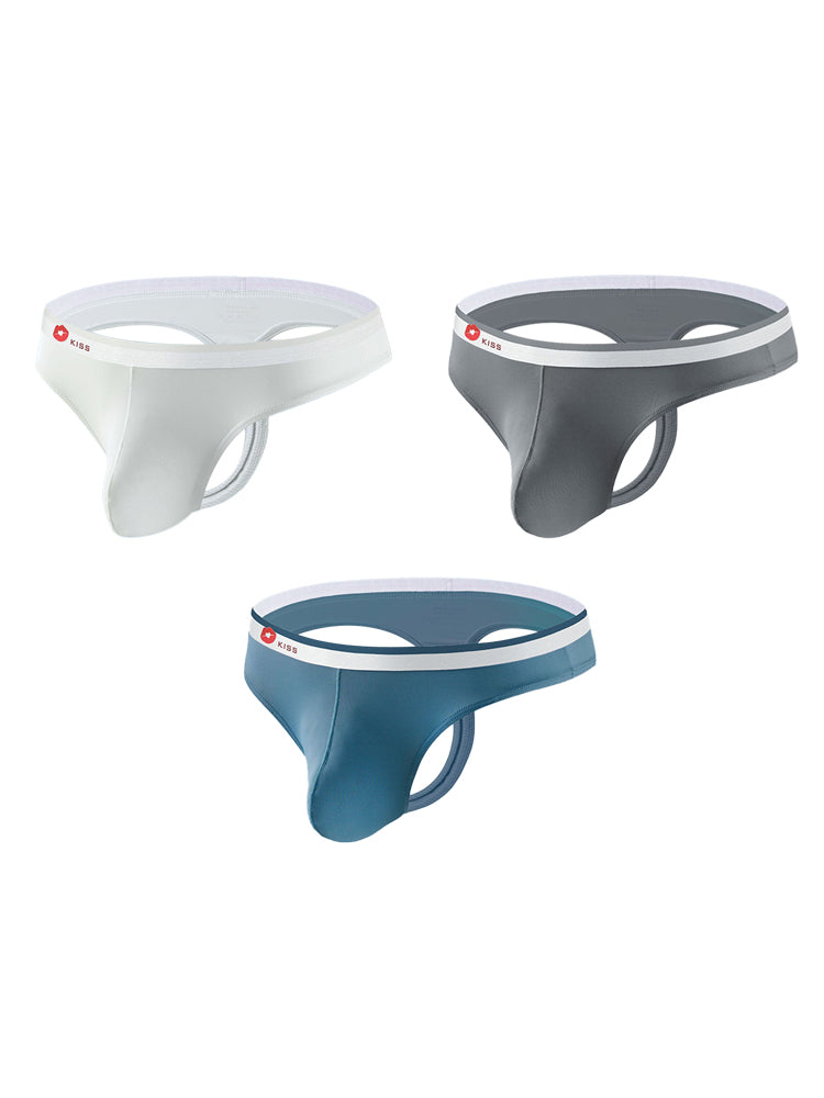 3 Pack Men's Ice Silk Sexy U-Shaped Pouch Kiss Thong | dmunderwear variant image