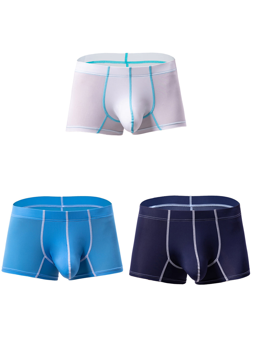 3 Pack Men's Large Pouch Contrast Binding Trunks | dmunderwear variant image