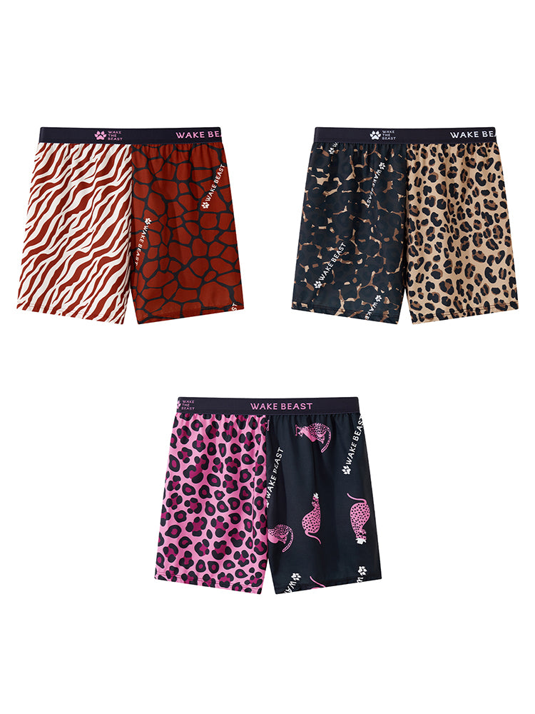 3 Pack Men's Leopard Print Ice Silk Loose-Fit Breathable Boxer Shorts | dmunderwear variant image