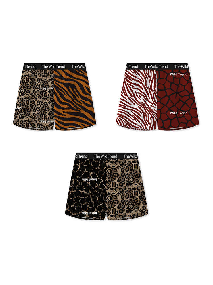 3 Pack Men's Leopard Print Ice Silk Loose-Fit Casual Boxer Briefs | dmunderwear variant image
