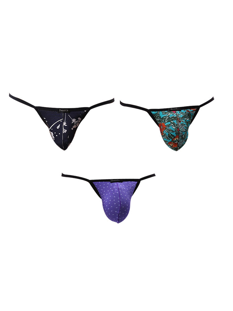 3 Pack Men's Low-Rise Sexy Lightweight & Airy Sporty Cut Anti-Chafing Strings | dmunderwear detail image 14
