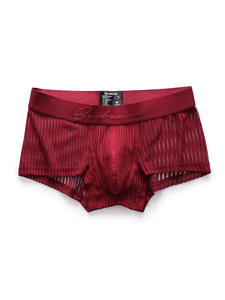 3 Pack Men's Striped Mesh Trunks with Comfort Pouch | dmunderwear detail image 10