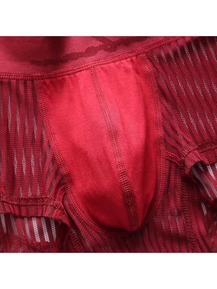 3 Pack Men's Striped Mesh Trunks with Comfort Pouch | dmunderwear detail image 14