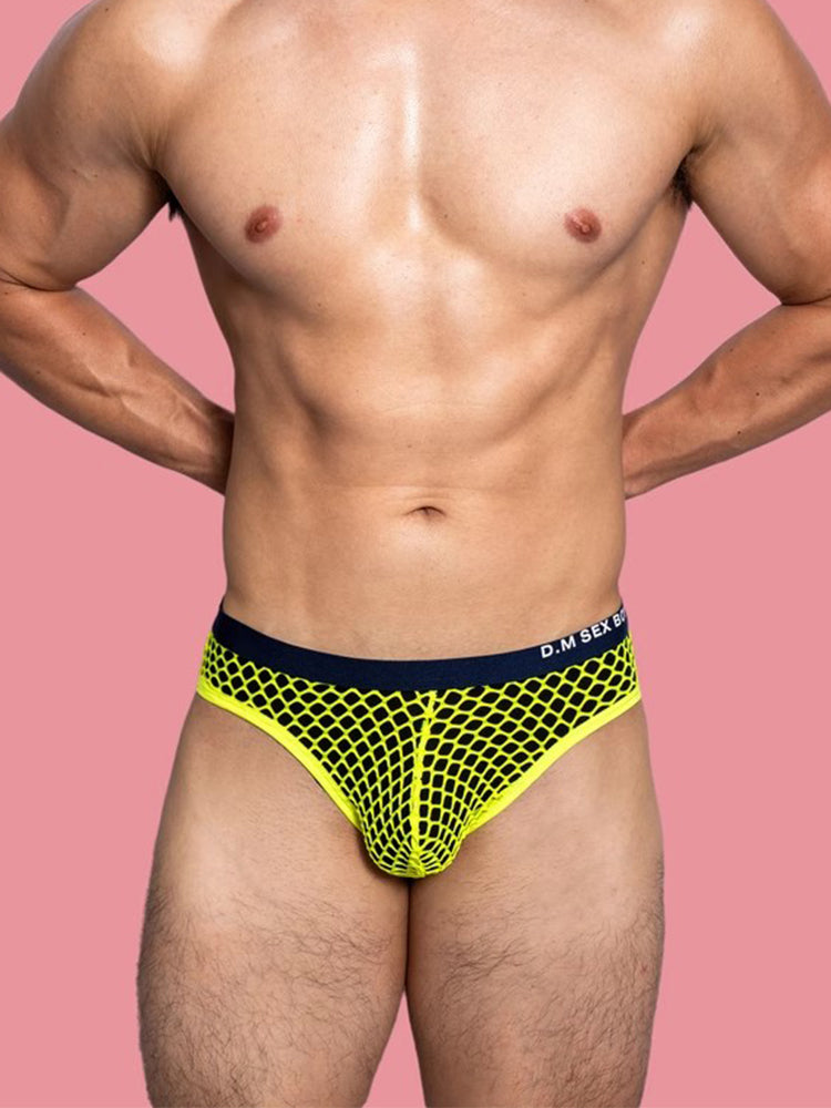 3 Pack Men's Low-Waist Sexy Big Mesh Breathable Transparent Sports Briefs | dmunderwear detail image 1