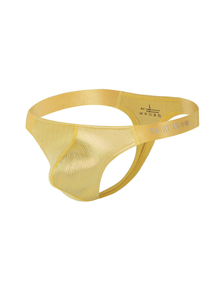3 Pack Men's Low Waist Transparent Sexy Large Pouch Ice Silk Thong | dmunderwear detail image 1