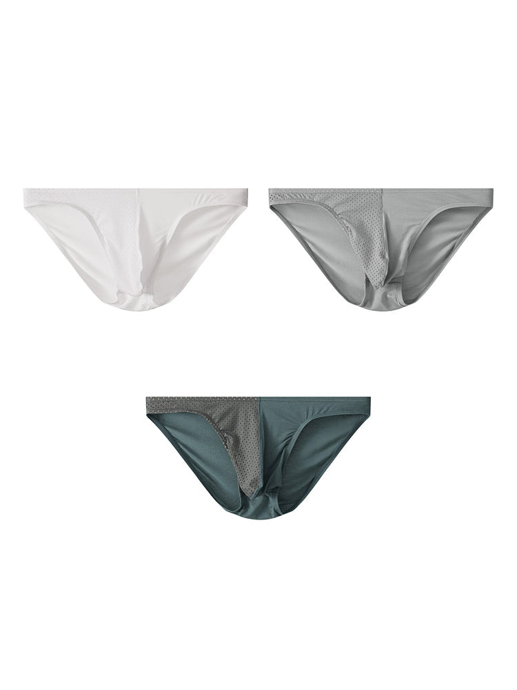 3 Pack Men's Mesh Sexy Low Waist Big Pouch Briefs | dmunderwear variant image