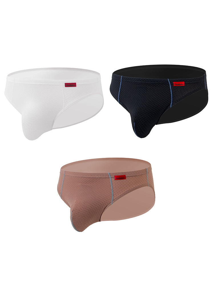 3 Pack Men's Nylon Plaid Lift Hip Briefs Triangle Briefs | dmunderwear variant image