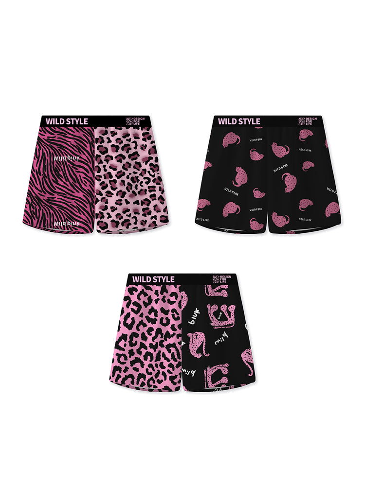 3 Pack Men's Pink Leopard Print Trendy Lightweight & Airy Boxers Briefs | dmunderwear variant image
