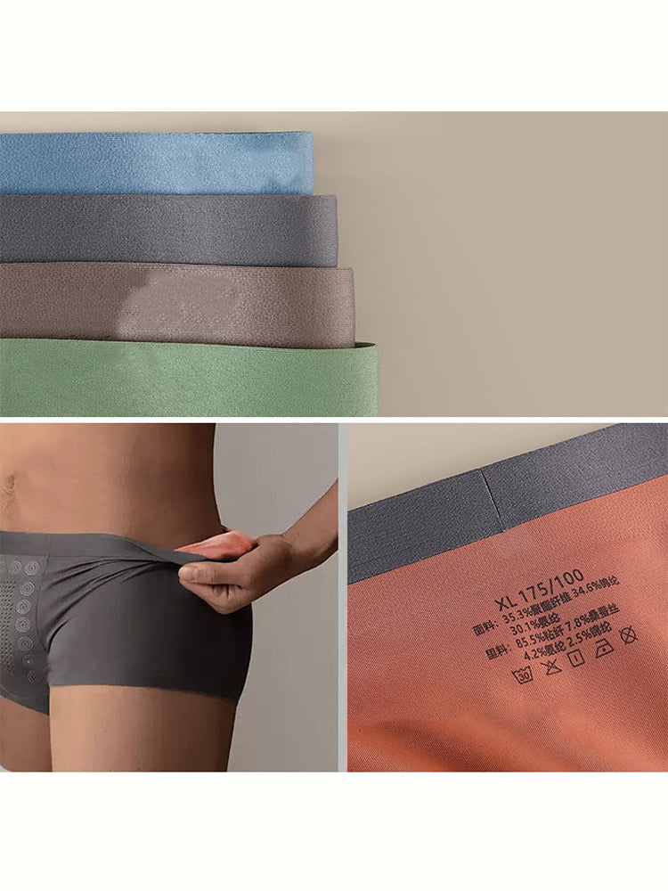 3 Pack Men's Seamless Breathable Trunks with 7A Antibacterial Mulberry Silk Lining | dmunderwear detail image 10