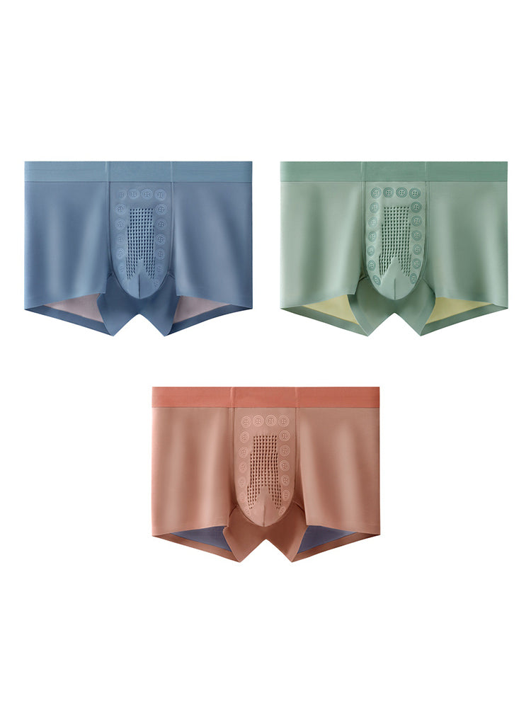 3 Pack Men's Seamless Breathable Trunks with 7A Antibacterial Mulberry Silk Lining | dmunderwear detail image 14