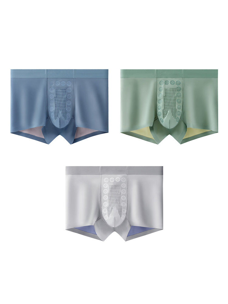 3 Pack Men's Seamless Breathable Trunks with 7A Antibacterial Mulberry Silk Lining | dmunderwear variant image