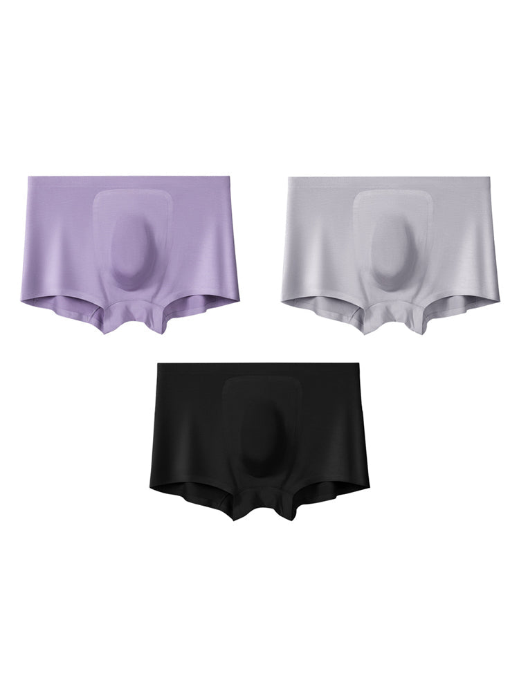 3 Pack Men's Seamless Comfort Solid Color 3D Pouch & Breathable Trunks | dmunderwear variant image