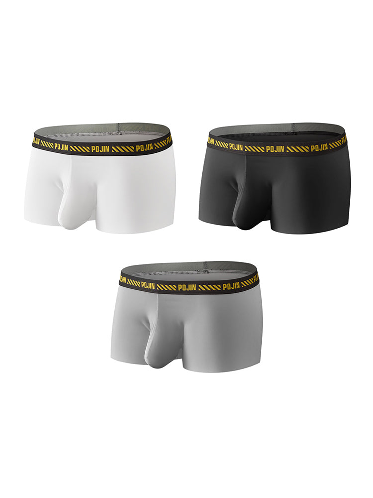 3 Pack Men's Seamless Ice Silk U-Pouch Low Waist Sexy Breathable Trunks | dmunderwear variant image