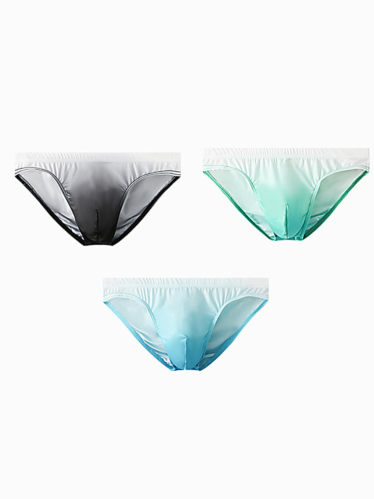 3 Pack Men's Sensual Silk-Like Loose Gradient Color Bikini | dmunderwear variant image