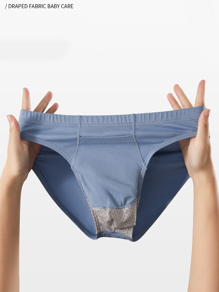 3 Pack Men's Sexy Mesh Breathable Gun Egg Separation Cotton Briefs | dmunderwear detail image 1