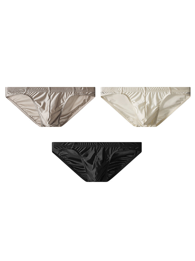 3 Pack Men's Sexy & Stylish Loose-Fit Seamless Solid Color Low-Rise Bikini | dmunderwear variant image
