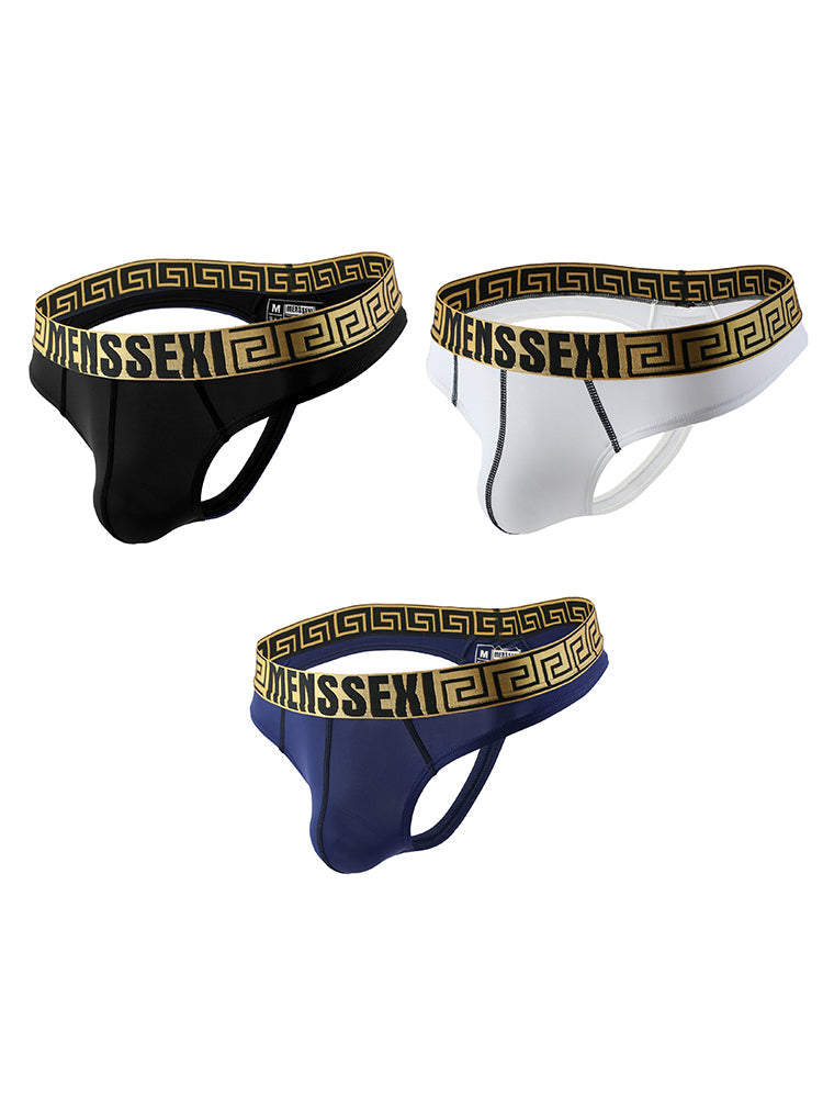 3 Pack Men's Sexy Thong Soft Breathable T-Back Briefs Seamless Briefs | dmunderwear variant image