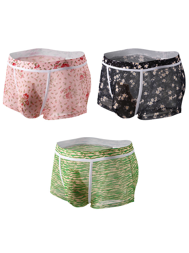 3 Pack Men's Sexy U-Shaped Mesh Breathable Boxer Briefs | dmunderwear variant image
