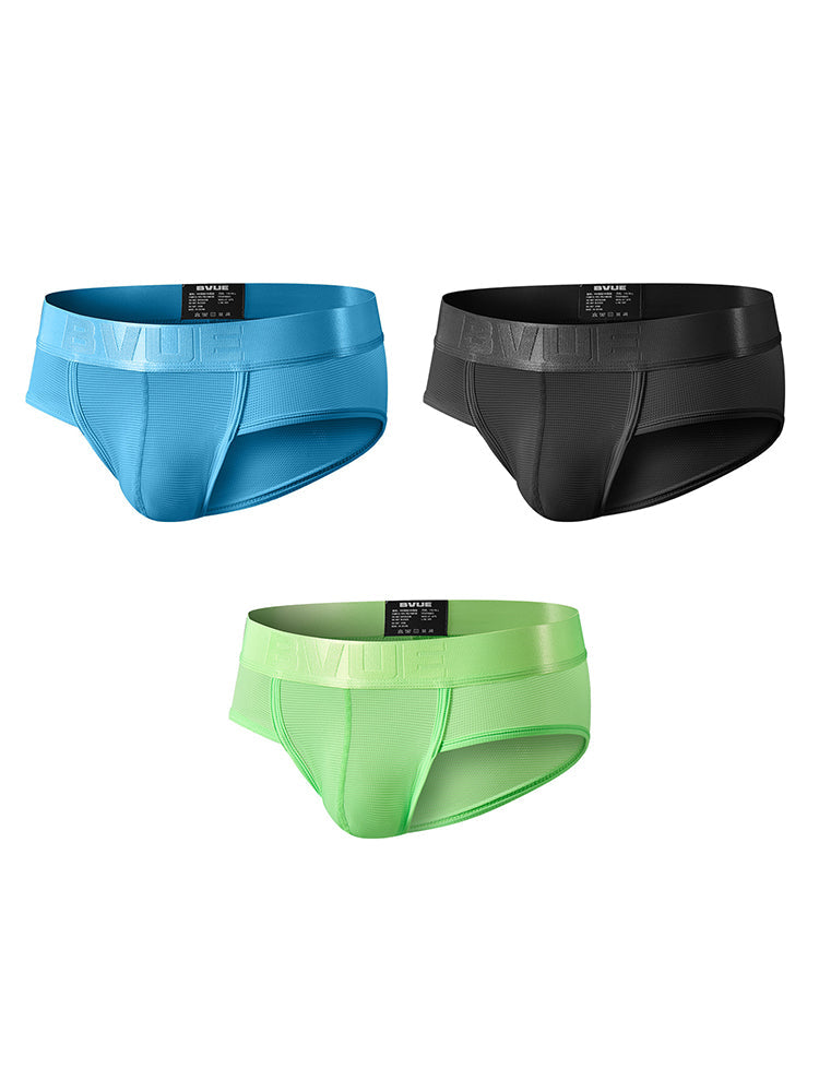 3 Pack Men's Single-Layer Sheer Ice Silk U-Pouch Low-Rise Briefs | dmunderwear variant image
