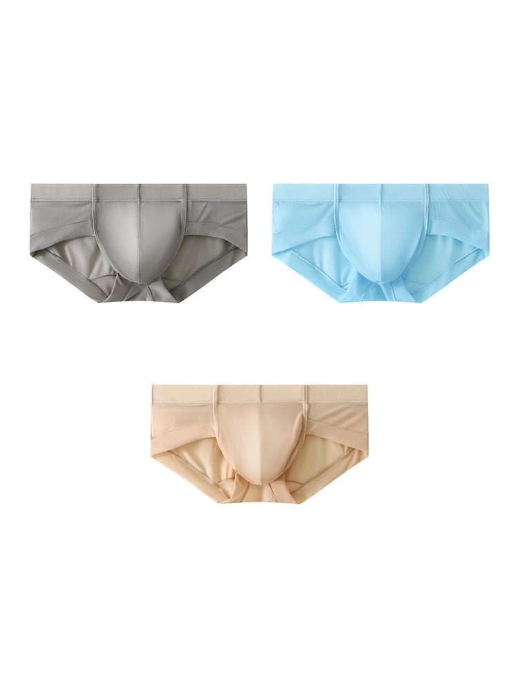 3 Pack Men's Skin-Friendly Solid Color Supportive Pouch Stretch Fit Cooling Briefs | dmunderwear variant image