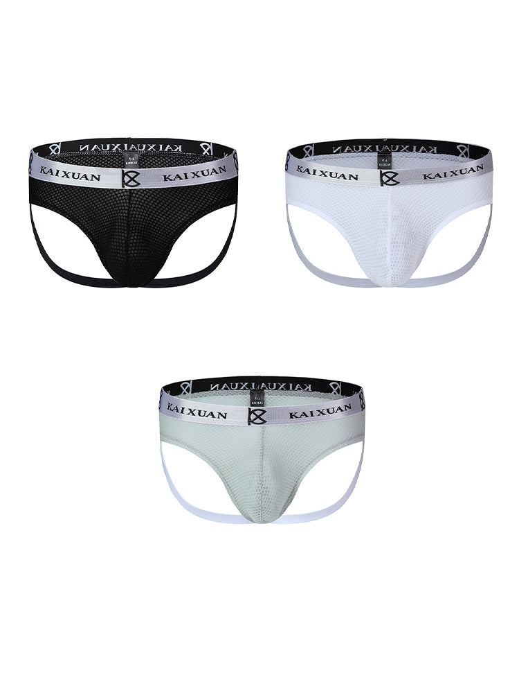 3 Pack Men's Mesh Thong with Stretch & Breathable 3D Support Pouch | dmunderwear variant image