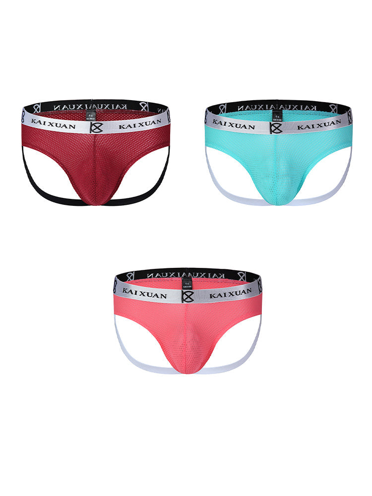 3 Pack Men's Mesh Thong with Stretch & Breathable 3D Support Pouch | dmunderwear detail image 7