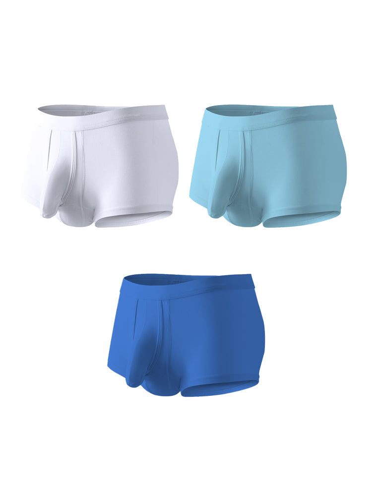 3 Pack Men's Solid Color Breathable Comfy Fabric Loose-Fit Soft Trunks | dmunderwear detail image 17