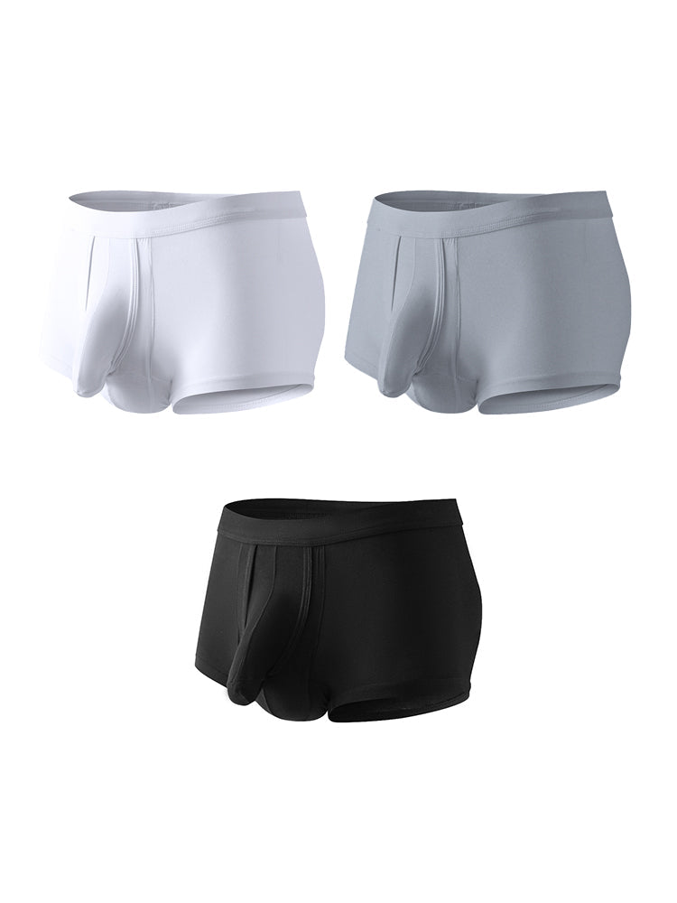3 Pack Men's Solid Color Breathable Comfy Fabric Loose-Fit Soft Trunks | dmunderwear variant image
