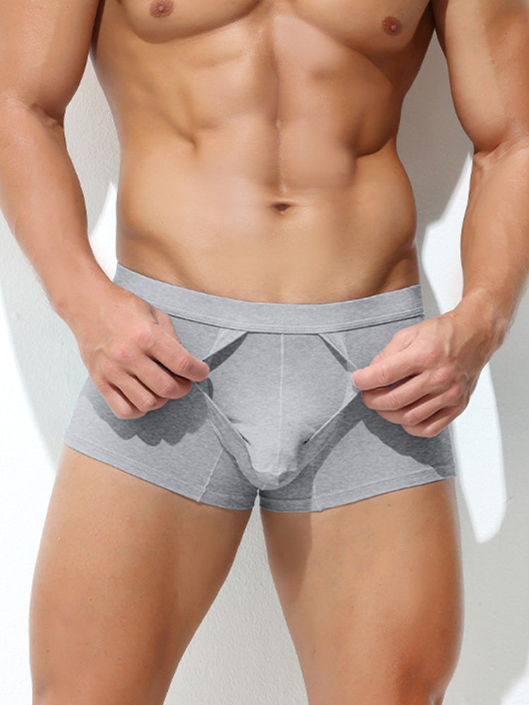 3 Pack Men's Solid Color Breathable Comfy Fabric Loose-Fit Soft Trunks | dmunderwear detail image 4
