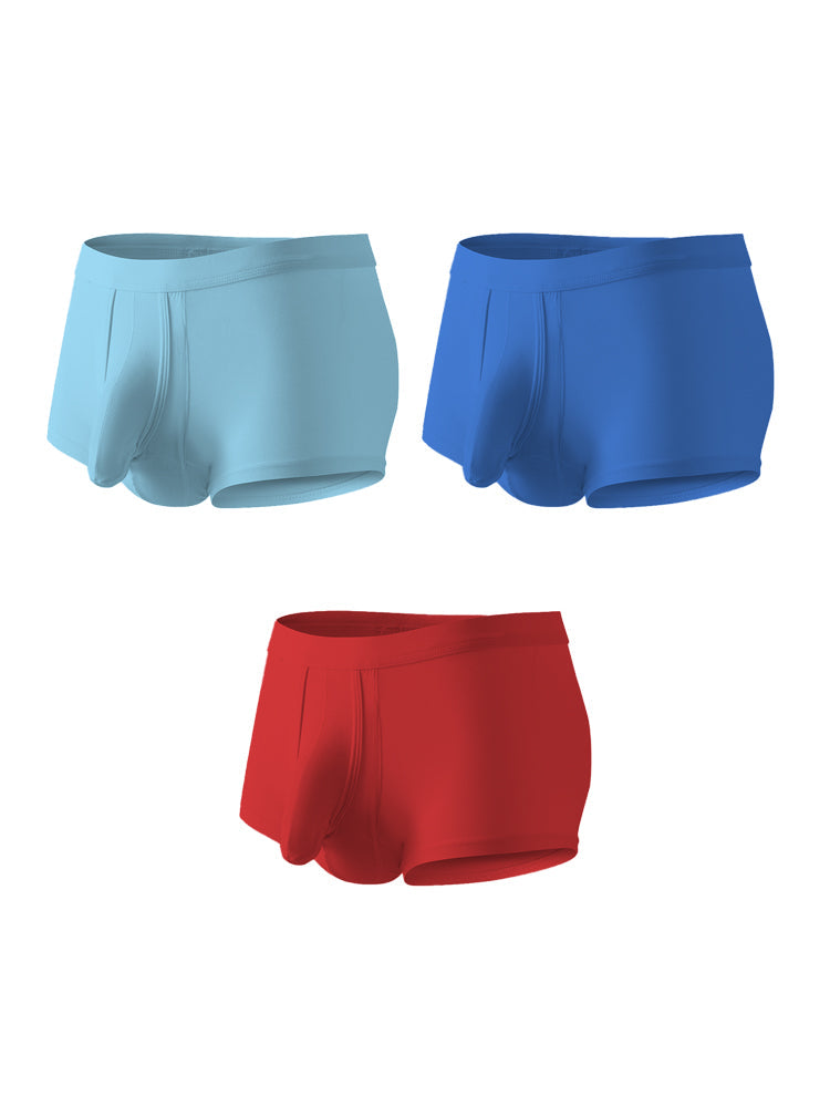 3 Pack Men's Solid Color Breathable Comfy Fabric Loose-Fit Soft Trunks | dmunderwear detail image 7